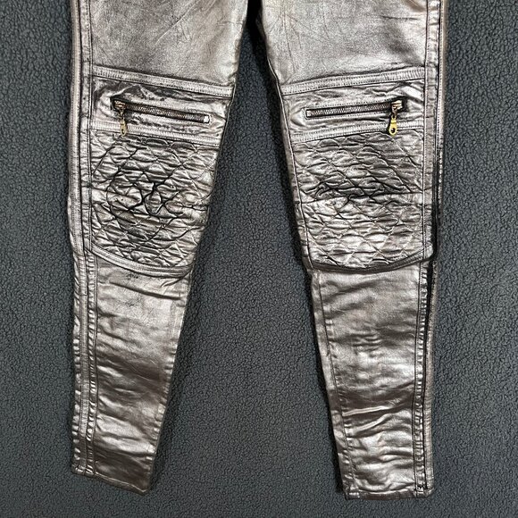 Robin's Jeans Motard Racer Metallic Zipper Moto Jeans - Men's Size 29*31 - Gold - Picture 3 of 12